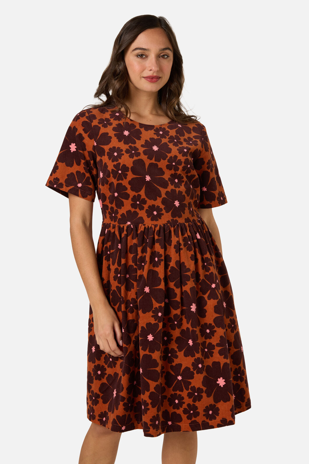 Donna Flower Cord Smock Dress