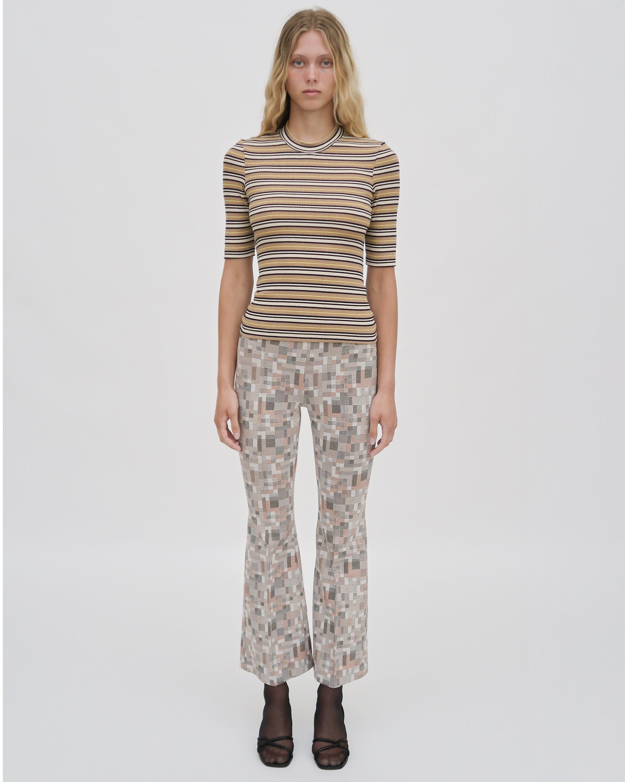 CROPPED SLEEVE T-SHIRT - STRIPE